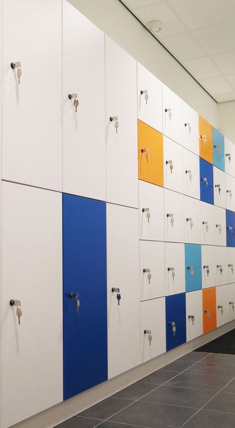 Lockers Design, Staff Lounge, Simple Floor Plans, Locker Designs, Office Lockers, Kindergarten Design, School Interior, Office Wardrobe, Dream Office