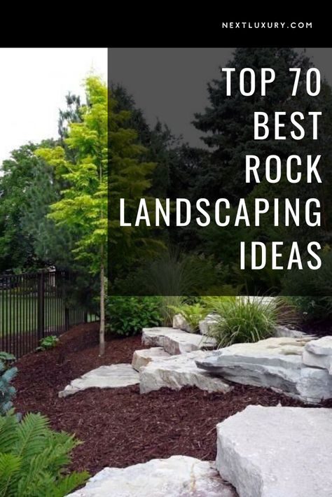 Boulder Garden Ideas, Backyard Boulder Landscaping, Landscaping Around Boulders, Boulders In Landscaping Front Yard, Large Rock Landscaping, Landscaping With Boulders On A Hill, Boulder In Garden, Hillside Landscaping With Rocks, Landscaping With Rocks On A Hill