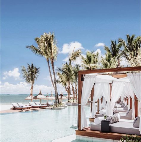 Mauritius honeymoon goals 🥂 Mauritius Honeymoon, Beach Cabanas, Modern Boho Living Room, Gold Framed Mirror, Iron Balcony, Beach Cabana, Cream Walls, Coffee Table White, Dream It