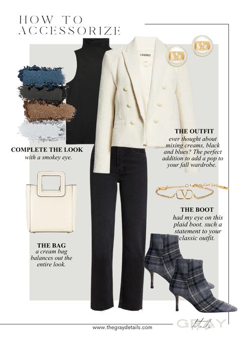 How To Accessorize Your Outfit, accessorizes, blazers, blazer outfit, chic outfit, cream bag, work outfit, workwear Cream Colored Blazer Outfits, Cream Blazer Fall Outfit, Cream Wool Blazer Outfit, White Boucle Blazer Outfit, Cream Tweed Blazer Outfit, Bodysuit Work Outfit, White Tweed Blazer Outfit, Winter Blazer Outfits For Women, Cream Blazer Outfits For Women