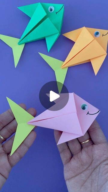 Fish Origami Easy, Origami Fish Easy, Paper Fish, Kids Origami, Origami Fish, Fish Crafts, Easy Origami, March 16, Origami Art