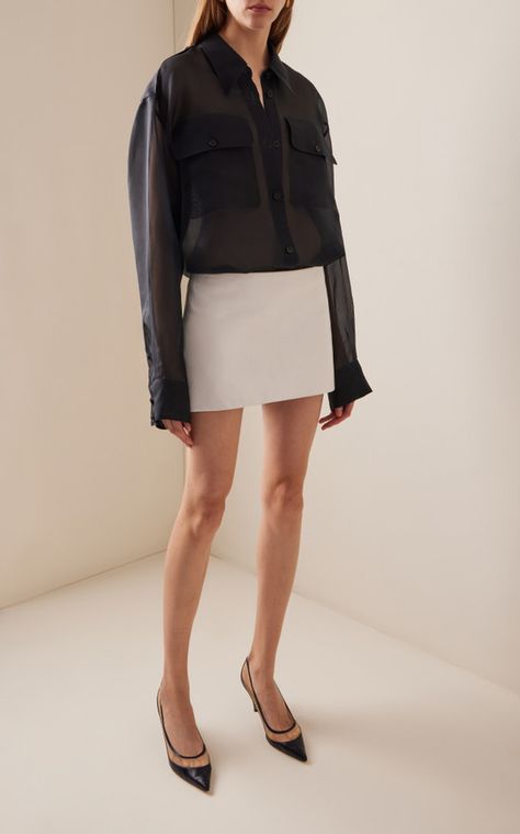 What Skirts Are in Style for 2024? - Brunette from Wall Street Style For Winter, Organza Shirt, Latest Skirts, Smart Outfit, Skirt Trends, Leather Mini Skirt, Style Upgrade, Silk Organza, Leather Mini Skirts