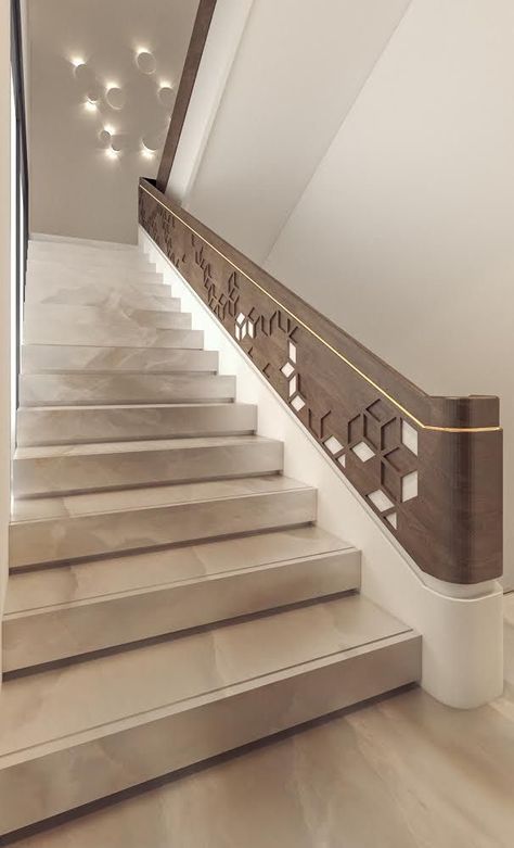 Sarah Sadeq, درابزين السلم, Vstupná Hala, درج السلم, Staircase Interior Design, Luxury Staircase, Stair Ideas, Staircase Design Modern, Staircase Railing Design