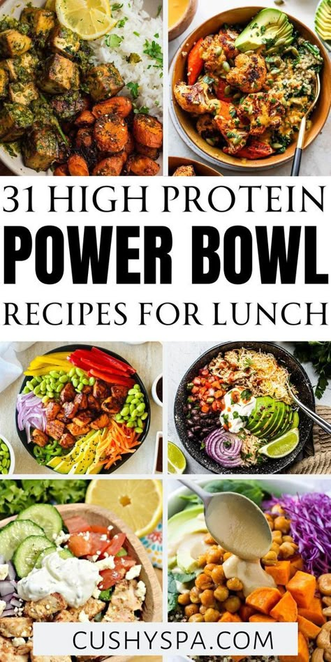 Master high protein meal prep with our lunch bowls that are perfect for staying on track with your fitness goals. These healthy lunch recipes are not only nutritious but also serve as great healthy meal ideas for a busy week. Healthy Lunch Prep Recipes, Healthy Hot Lunch Meal Prep, Meal Prep For The Week Bowls, Lunch Meal Prep Healthy High Protein, Power Bowl Lunch Ideas, Well Balanced Lunch Ideas, Healthy Yummy Meal Prep, Meals Prep For The Week Healthy, Healthy Dinner Bowls Low Carb