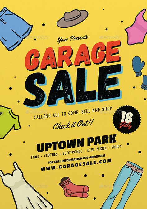 Retro Style Garage Sale Flyer Preview - GraphicRiver Garage Sale Poster Ideas, Garage Sale Poster Design, Clearance Sale Poster Design, Thrift Poster, Clearance Sale Poster, Garage Sale Flyer, Yard Sale Signs, Garage Sale Signs, Sale Signs