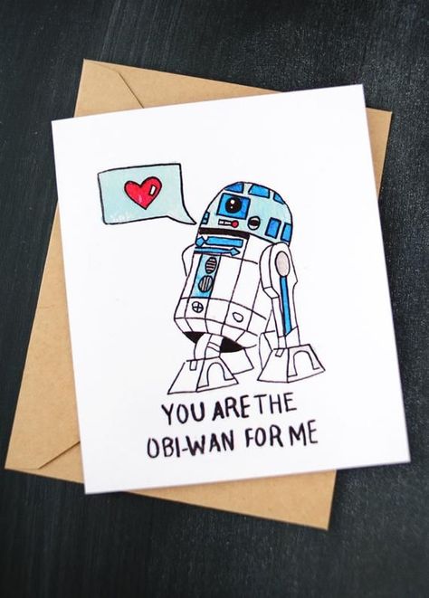 Yoda Card, Star Wars Valentines, Star Wars Cards, Valentines Day Drawing, Star Wars Diy, Star Wars Drawings, Bf Gifts, Star Wars Birthday, R2 D2