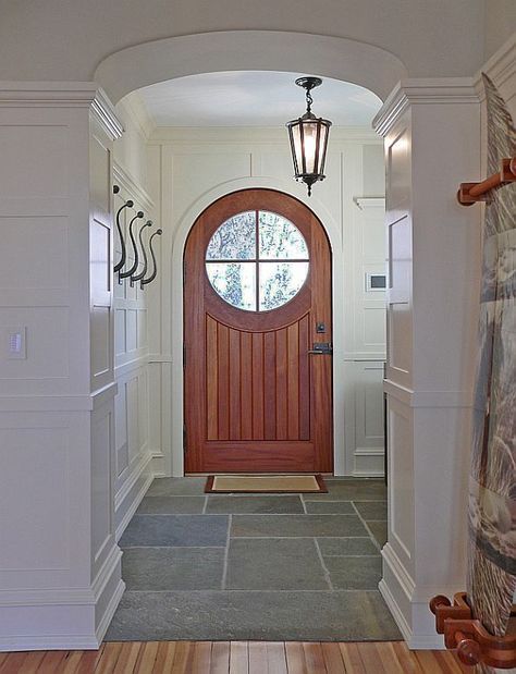 Door Round Door Entrance, Arch Door Entryway, Front Door With Circle Window, Arch Entry Door, Round Top Front Door, View From Front Door Through House, Oval Front Door, Hobbit Front Door, Arched Wood Front Door