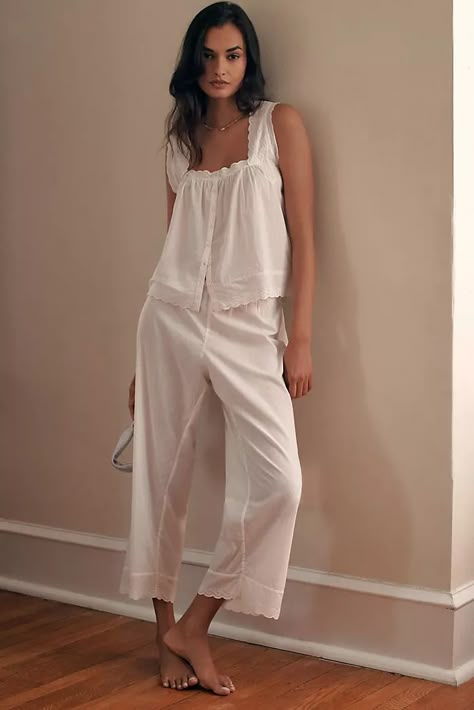 Women's Pajamas & Sleepwear | Anthropologie Classy Loungewear, Women Nightwear Dresses, Pijamas Women, Nightwear Dress, Summer Holiday Outfits, Lace Trim Tank Top, Pajama Fashion, Cute Pajama Sets, Comfortable Pajamas