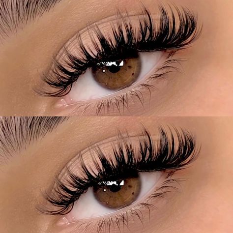 Volume Lash Extensions Wet Look, Wispy Lashes With Spikes, Wet Volume Lash Extensions, Wet Wispy Lash Extensions, Wispy Wet Lash Extensions, Spike Lash Extensions, Wet Look Lash Extensions, Wet Lash Extensions, Birthday Lashes