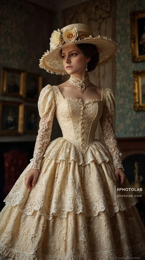 Victorian Era Dresses, Era Victoria, 1800's Dress, Victorian Gown, Rococo Fashion, Victorian Dresses, Period Dress, Old Fashion Dresses, Royal Dresses