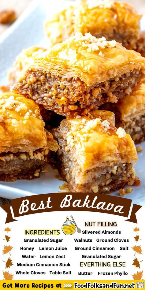 BAKLAVA! This Homemade Baklava recipe takes time, but it is SO worth it! It is perfect for family functions, parties, holidays (like Easter!), or for gifting! Turkish Baklava Recipe Traditional, Baklava Rolls Phyllo Dough, Easy Baklava Recipe Simple, Homemade Baklava Recipe, Traditional Baklava Recipe, Greek Baking, Greek Cakes, Baklava Recipes, Best Baklava Recipe