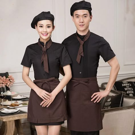 Fancy Restaurant Outfit, Waiter Uniform Design, Waiter Outfit, Chef Dress, Cook Clothes, Cafe Uniform, Waitress Outfit, Look Working Girl, Waitress Uniform