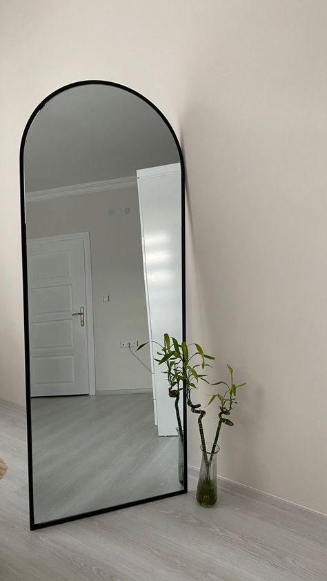 Mirrors For Bedroom Wall, Long Mirror In Bedroom, Mirrors In Bedroom, Full Length Mirror Decor Ideas, Mirror For Room, Coquette Mirror, Cermin Aesthetic, Big Mirror In Bedroom, Bedroom Coquette