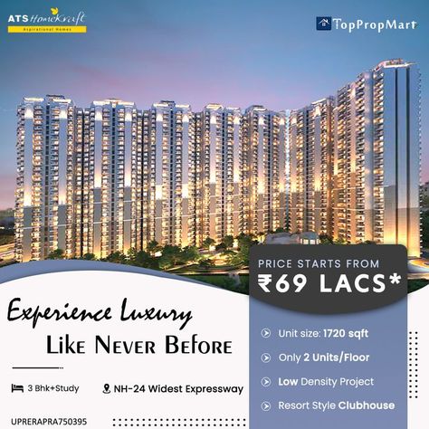 Experience Luxury Like Never Before. #ATSFloralPathways at NH -24 GHAZIABAD ✓ Only two apartments at each floor. ✓ Offer 3BHK Luxury and premium apartments. ✓ All apartments facing central greens. ✓ Call Us: 7676911912 . . . . . #toppropmart #atsfloral #ATSGroup #MakaanSeGharTak #realestate #realtor #realestateagent #home #property #forsale #investment #realtorlife #househunting #luxury #dreamhome #interiordesign #newhome #luxuryrealestate #house #architecture #homesweethome #luxuryhomes Real Easte Ad Creative, Ad Creative, Social Media Design Inspiration, House Architecture, Creative Ads, House Hunting, Resort Style, Media Design, Brochure Design