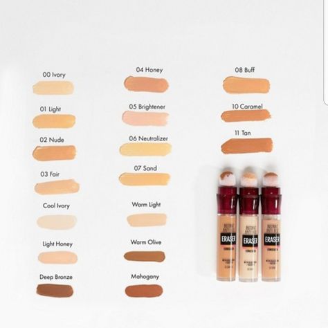 Maybelline Concealer Swatches, Born This Way Concealer Swatches, Maybelline Concealer Shades, Maybelline Eraser Eye Concealer, Corrector Maybelline, Maybelline Concealer, Born This Way Concealer, Magic Makeup, Concealer Shades