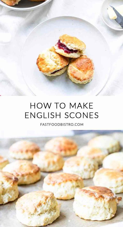 English Tea Scones Recipe, Traditional English Scones Recipe, English Scones Recipe, Tea Scones Recipe, Clotted Cream Recipes, Easy Scones, Scones And Clotted Cream, British Scones, English Scones