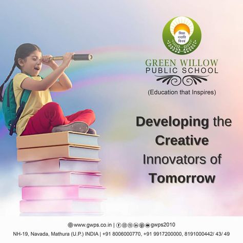 Developing The Creative Innovators of Tomorrow. Admission Open for Nursery to IX & XI (XI Science/ Commerce) Contact For Admission- https://wa.me/919917200000 Or for more info - www.gwps.co.in #admissionopen #gwps #bestschoolinmathura #school #bestschool #mathura #cbse #greenwillow Admission Open Creative, Admission Open, School Admissions, Public School, Nursery, Science, Education, Quick Saves