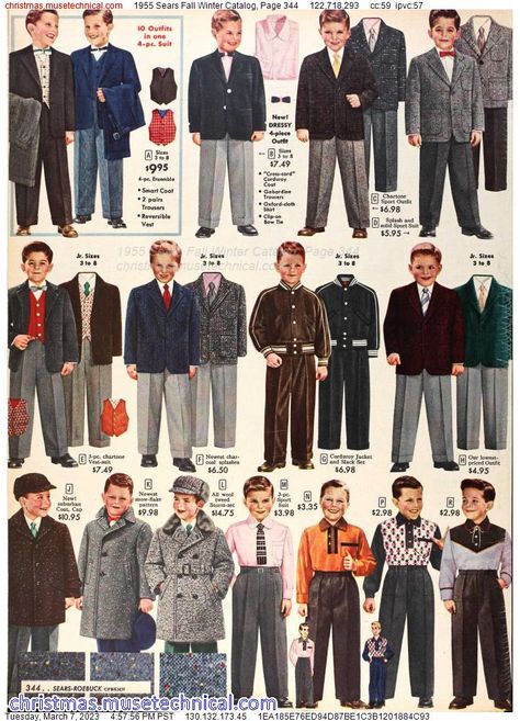 1955 Sears Fall Winter Catalog, Page 344 - Catalogs & Wishbooks Mens Vintage Winter Fashion, 1950s Fashion Catalog, 50s Style Men, 1950 Men, Vintage Winter Fashion, 50s Clothing, 50s Outfits, Sears Catalog, 1900s Fashion