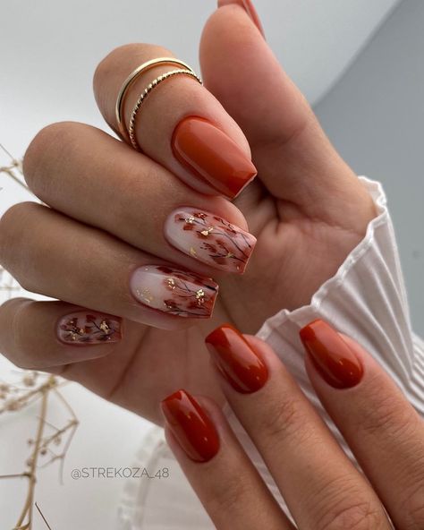 Thanksgiving Nails Acrylic Oval, Rust Nails Design, Autumn Inspired Nails, Fall Nail Designs Short, Autumn Gel Nails, Fall Wedding Nail Designs, Orange Nail Designs, Fall Gel Nails, Her Nails