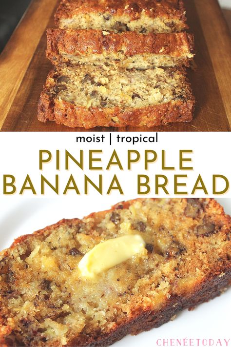 Pineapple Nut Bread, Pumpkin Bread With Crushed Pineapple, Healthy Sweet Breads, Banana Bread With Pineapple Recipe, Banana And Pineapple Recipes, Pumpkin Pineapple Bread, Banana Pineapple Coconut Bread, Crush Pineapple Recipes, Banana Pineapple Bread Recipe Moist