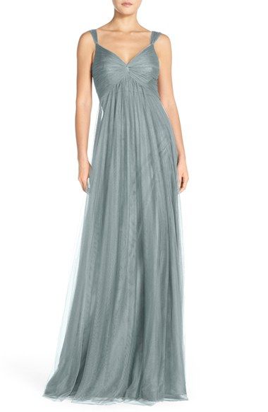 Monique Lhuillier Empire Waist Tulle Twist Front Gown White Strapless Wedding Dress, Body Dresses, Types Of Gowns, Empire Waist Gown, Bridesmaid Dressing Gowns, Blue Evening Dresses, Tulle Ball Gown, Blue Sleeveless Dress, Tulle Gown