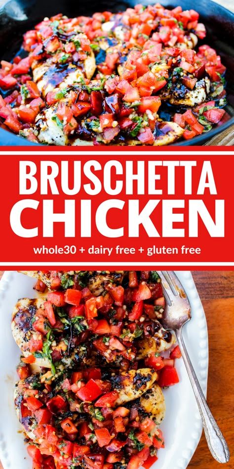 Healthy Bruschetta, Fantastic Recipes, Bruschetta Chicken, Resep Diet, Recipe 30, Think Food, Whole 30 Recipes, Healthy Chicken, Dairy Free Recipes