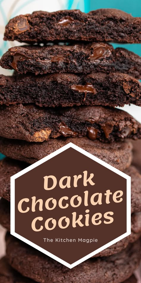 Dark Chocolate Cookies Chocolate Chewy Cookies, Choc Cookies Recipes, Dark Chocolate Chip Cookies Recipes, Chocolate Chocolate Chunk Cookies, Soft Chocolate Cookies Recipes, Dark Chocolate Cookies Recipes, Chocolate Chocolate Chip Cookies, Soft Chocolate Cookie Recipe, Chocolate Cookies Recipes