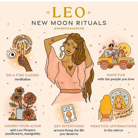 @mysticwitchofthemoon on Instagram: “Leo new moon rituals by @spiritdaughter . . . . #wiccansofinstagram #witchlife #witchesofinstagram #witch #witchcraft #wicca #wiccan…” Leo New Moon, Spirit Daughter, Sturgeon Moon, Leo Zodiac Facts, Moon In Leo, Moon Rituals, New Moon Rituals, Leo Love, Leo Season