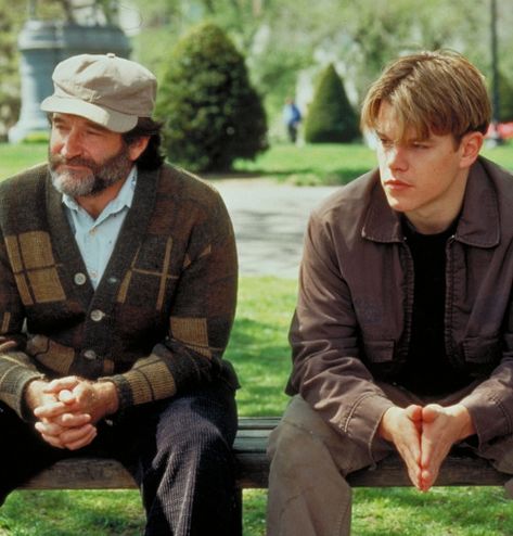 Good Will Hunting Robin Williams, Will Good Hunting, Matt Damon 90s Good Will Hunting, Goodwill Hunting Poster, Robin Williams Good Will Hunting, Good Will Hunting Outfits, Good Will Hunting Aesthetic, Matt Damon Good Will Hunting, Will Hunting