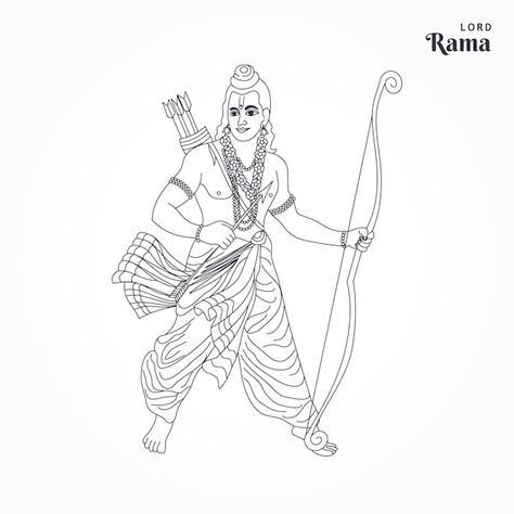 Ram Navami, Lord Rama, Drawing Vector, Line Drawing, Premium Vector, Graphic Resources, Ram, Coloring Pages, Drawings