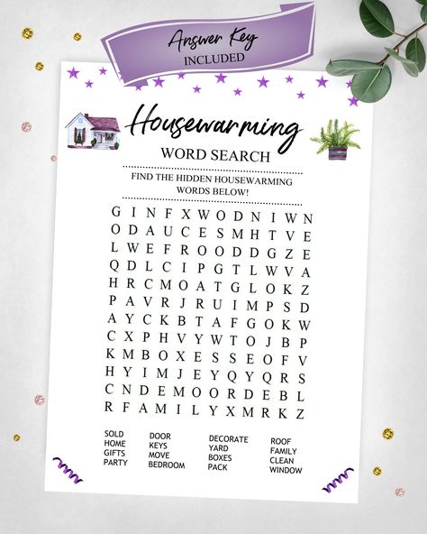 Housewarming Word Search. Housewarming Party Game. Real Estate. New Home Party. Instant Digital Download. Printable Game. https://etsy.me/2HF31lu #housewarming #purple #housewarmingparty #newhouseparty #housepartygame #housewarminggame #newhousegame Housewarming Party Themes, New Home Party, Housewarming Party Games, Housewarming Games, Housewarming Party Decorations, Word Search Games, Hidden Words, Printable Game, You Used Me