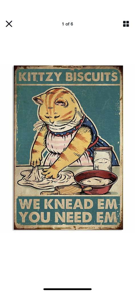 Retro Signs Vintage, Kitty Biscuits, Bakery Decor, Retro Sign, Cat Posters, Affordable Wall Art, Vintage Signs, Cat Lover, Vintage Metal