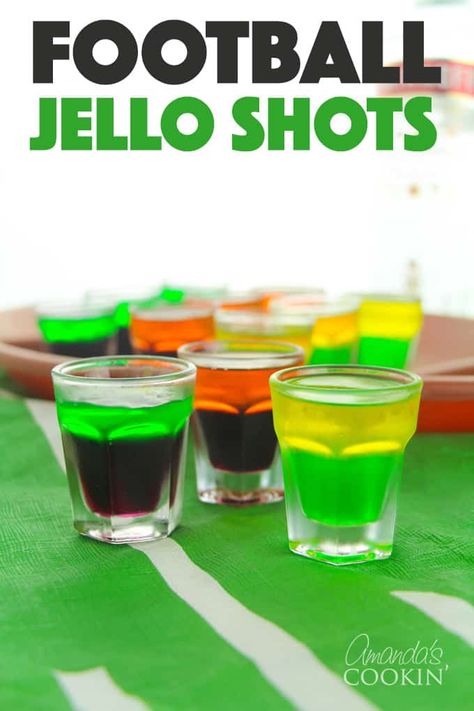 Love tailgating? Portable football jello shots are perfect for it! Watch the game at home or the stadium, these football jello shots are great! #jelloshots #footballjelloshots #footballteamjelloshots #footballfood #tailgating #tailgatingcocktails #sponsored #IbottaPartner #howtomakejelloshots #amandascookin Shots For Tailgating, Football Jello Shots, Eagles Jello Shots Philadelphia, Football Tailgate Jello Shots, Apple Pie Jello Shots Fireball, Jell-o Shots With Tequila, How To Make Jello, Cake Mix Doctor, Football Watch Party