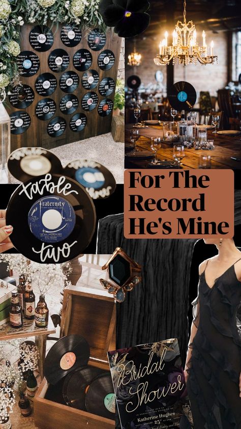 Bridal Shower Theme. For The Record He's Mine 🎼🥂💍 Concert Theme Bachelorette, Bridal Shower Music Theme, Music Bridal Shower Theme, Bachelorette Sleepover Theme, Elvis Bachelorette Party, Music Bachelorette Party Theme, Music Themed Bachelorette Party, Classy Bachelorette Party Ideas Themes, Hen Themes