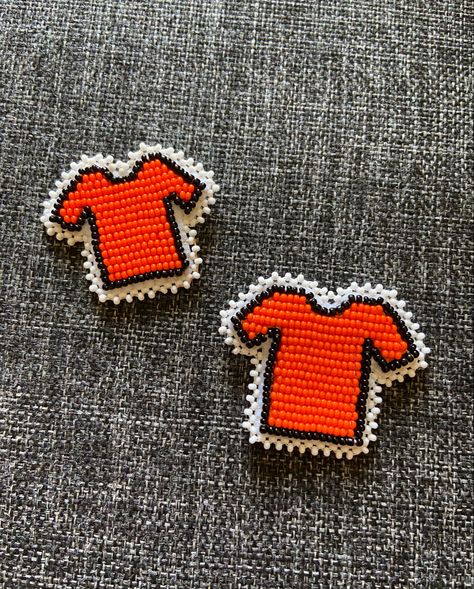 Orange Shirt Beaded Earrings, Beaded Orange Shirt Pin, Metis Culture, Beadwork Projects, Beaded Orange, Orange Shirt Day, Beaded Shirt, Every Child Matters, Shirt Drawing