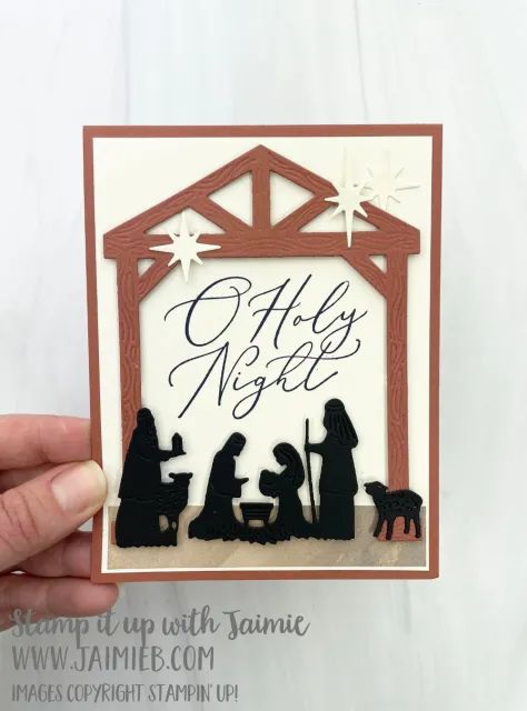 Nativity Christmas Cards, Card Night, Christian Christmas Cards, Stamped Christmas Cards, Religious Christmas Cards, Oh Holy Night, Stampin Up Christmas Cards, What Is Christmas, Wink Of Stella