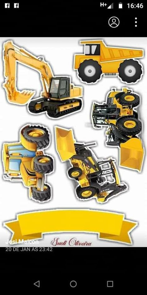 Excavator Cake Topper Printable, Topper Alat Berat, Tractor Cake Topper Printable, Topper Eskavator, Topper Excavator, Construction Birthday Party Cakes, Bob The Builder Cake, Excavator Cake, Construction Birthday Decorations