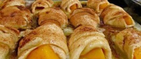 Peach Dumplings Recipe - Genius Kitchen Easy Peach Dumplings, Egg Potato Salad, Deviled Egg Potato Salad, Recipes Baked Goods, Cupcakes Fruit, Fried Milk, Fruit Breads, Peach Dumplings, Biscuits Sweet