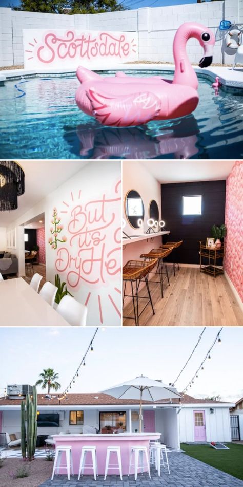 Best Airbnbs for Bachelorette Parties | Junebug Weddings Bachelorette In Scottsdale Az, Airbnb Bachelorette Party, Scottsdale Bachelorette Party Decor, Bachelorette Airbnb Decor, Bachella Party, Bachelorette Party Airbnb, Party Airbnb, Winery Bachelorette Party Ideas, Scottsdale Bachelorette Party