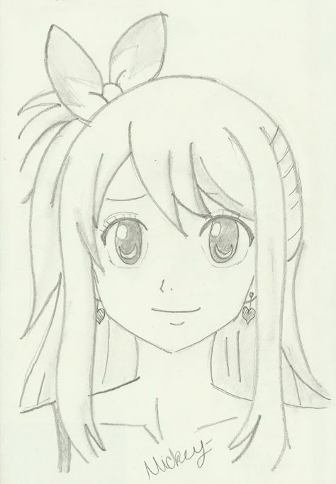 Lucy Heartfilia from Fairy Tail. Fairy Tail Drawings Easy, Art Sketches Anime Easy, Disney Drawings Sketches, Girl Drawing Sketches, Disney Art Drawings, Lucy Heartfilia, Girly Drawings, Cartoon Girl Drawing, My Drawings