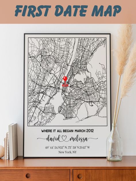 Introducing our personalized Where We Met map – a beautifully thoughtful keepsake that tells the story of your unique love story. Whether it's where you shared your first date, had a memorable encounter, or even tied the knot – this map is all about commemorating your special moment. 
It's a meaningful gift for anniversaries, weddings, or even just a sweet reminder of where it all began. Cherish your memories and celebrate your love with our personalized Where We Met map. Anniversary Gifts For Girlfriend, Where We Met Map, The Night We Met, Night We Met, Girlfriend Anniversary Gifts, Girlfriend Anniversary, Where It All Began, Gifts For Girlfriend, Diy Presents