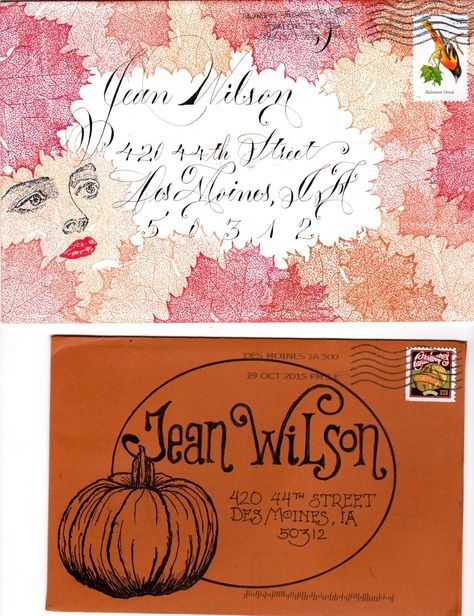 Fall Envelope Art, Halloween Mail, Envelope Address, Snail Mail Envelopes, Snail Mail Inspiration, Snail Mail Art, Fancy Envelopes, Mail Art Envelopes, Cute Envelopes