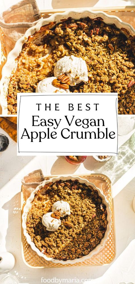 Vegan Apple Crumble Recipe, Vegan Apple Crumble Pie, Vegan Apple Crumble, Apple Crumble Topping, Vegan Bakes, Vegan Crumble, Vegan Apple Crisp, Healthy Apple Crumble, Sugary Treats