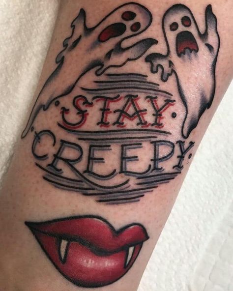 Halloween Tattoo. Stay creepy. Brisbane Tattoo, Love Tattoo, Spooky Tattoos, Halloween Tattoo, Horror Tattoo, Halloween Tattoos, Tattoo Flash Art, Tattoo Life, Skin Art