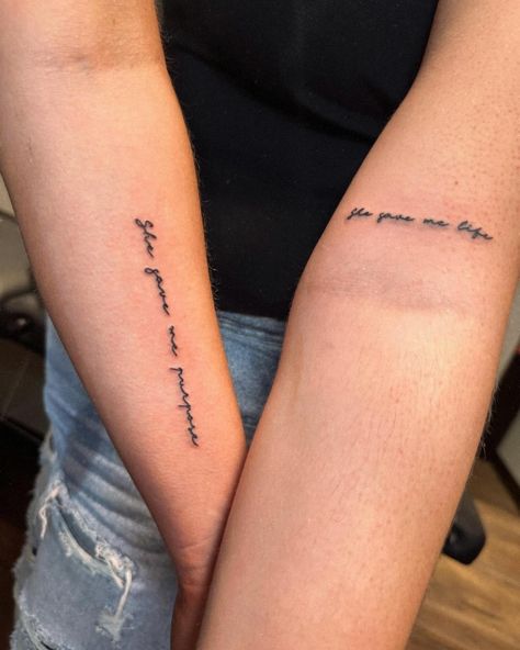 What else do you do for your 17th birthday?! #tattooshop #herfirsttattoo #motherdaughtertattoo #tattooart #tattoo #tattooideas #birthday #purpose #life You Gave Me Life Tattoo, Purpose Tattoo, Mother Daughter Tattoos, 17th Birthday, Matching Tattoos, First Tattoo, Life Tattoos, Tattoo Shop, Art Tattoo