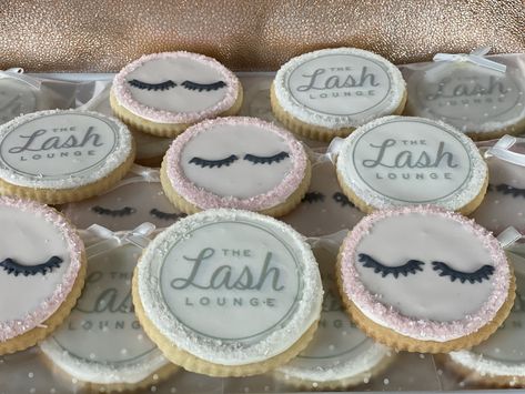 Eyelashes cookies Lash Cookies Decorated, Whiskey Lashes, Esthetician Cookies, Lash Cookies, Grand Opening Cookies, Esthetician Graduation Party Ideas, Spa Party Theme, Lash Content, Esthetician Life