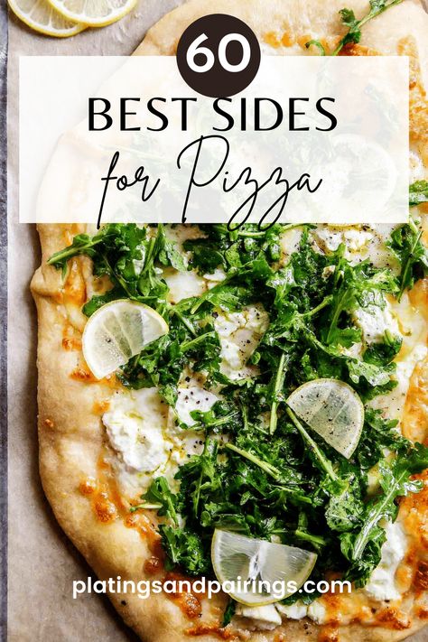 Pizza And Side Dishes, Homemade Pizza Night Ideas, Flatbread Side Dish, Food To Go With Pizza, Pizza Dinner Ideas Sides, Sides For Pizza Night, Appetizers For Pizza Night, Pizza Night Recipes, Salads For Pizza Side