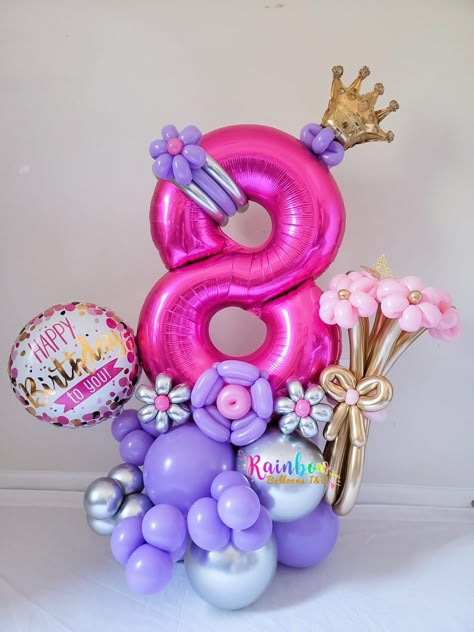 8 Birthday Balloon Bouquet, Number 8 Balloon Bouquet, Number 7 Balloon Bouquet, Balloon Bouquet Ideas, 25 Number, Balloon Arrangement, Balloon Bouquet Diy, Balloon Clusters, Number 40