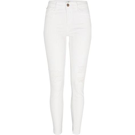 White Jeggings, Ripped Jeggings, White Outfit, White Outfits, White Denim, Pocket Detail, Denim Fabric, Elegant Woman, Jeggings