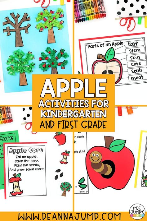 These apple activities for kindergarten and first grade are a fun way to incorporate a fall theme into your classroom. In this post, I'm sharing kindergarten activities for an apple unit study. Click here to take a closer look at these kindergarten apple activities! Kindergarten Apple Activities, Apple Activities Kindergarten, Apple Unit Study, Activities For First Grade, Apple Kindergarten, Apple Unit, Apple Activities, Activities For Kindergarten, Name Activities